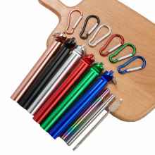 Color Reusable Stainless Steel Telescopic Straws Cleaning Brush Drinking Straws Portable Camping Outing Travel Straws Set
